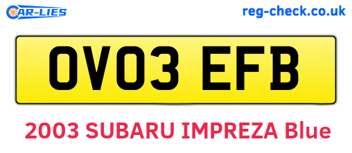 OV03EFB are the vehicle registration plates.