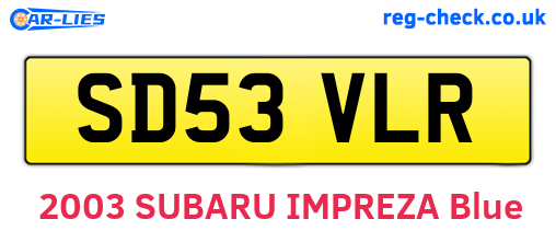 SD53VLR are the vehicle registration plates.