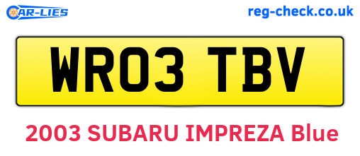 WR03TBV are the vehicle registration plates.