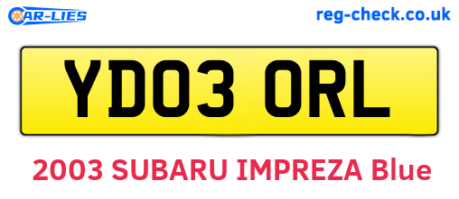 YD03ORL are the vehicle registration plates.