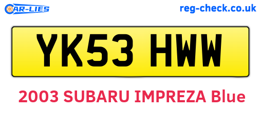 YK53HWW are the vehicle registration plates.