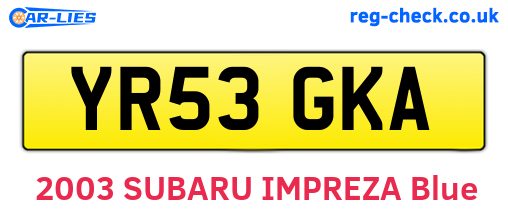 YR53GKA are the vehicle registration plates.