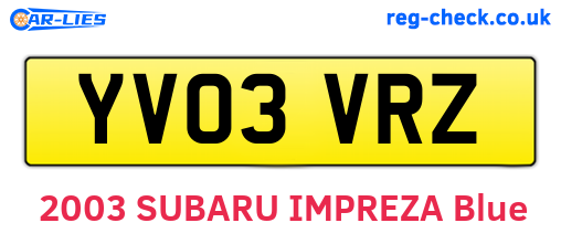 YV03VRZ are the vehicle registration plates.
