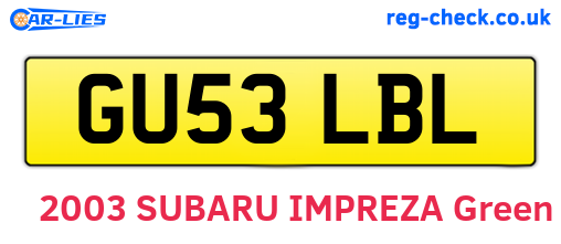 GU53LBL are the vehicle registration plates.
