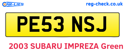 PE53NSJ are the vehicle registration plates.