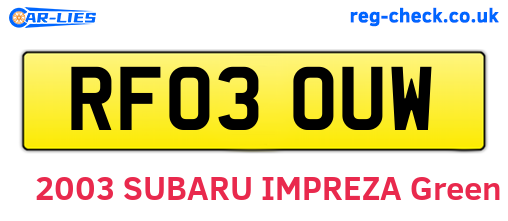 RF03OUW are the vehicle registration plates.