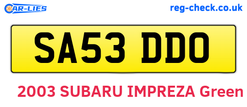 SA53DDO are the vehicle registration plates.
