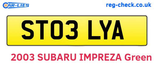 ST03LYA are the vehicle registration plates.