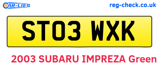 ST03WXK are the vehicle registration plates.