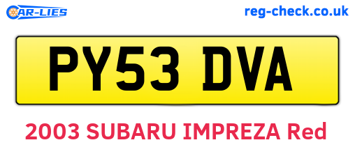 PY53DVA are the vehicle registration plates.