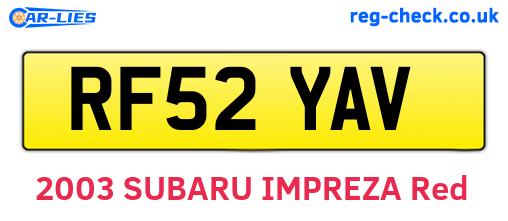 RF52YAV are the vehicle registration plates.