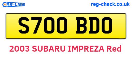 S700BDO are the vehicle registration plates.
