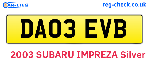 DA03EVB are the vehicle registration plates.