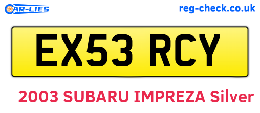 EX53RCY are the vehicle registration plates.