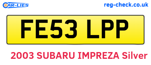 FE53LPP are the vehicle registration plates.