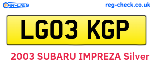 LG03KGP are the vehicle registration plates.