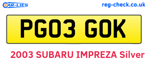 PG03GOK are the vehicle registration plates.