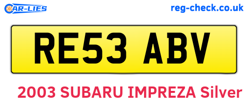RE53ABV are the vehicle registration plates.