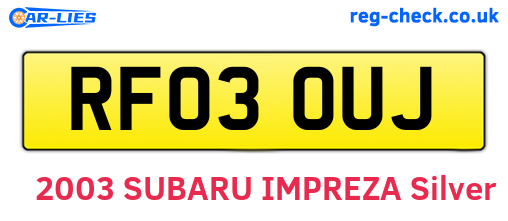 RF03OUJ are the vehicle registration plates.