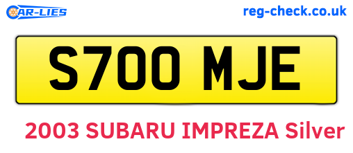 S700MJE are the vehicle registration plates.