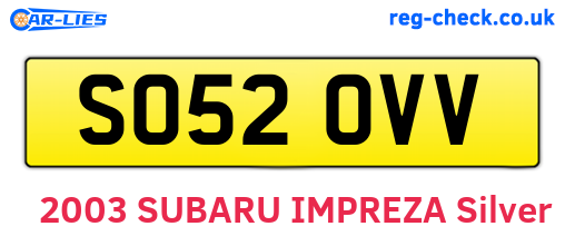 SO52OVV are the vehicle registration plates.