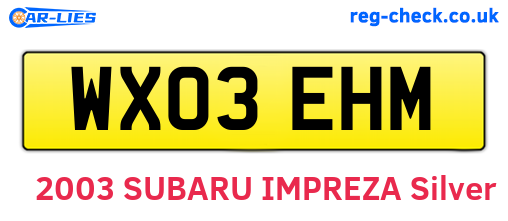 WX03EHM are the vehicle registration plates.