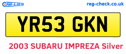 YR53GKN are the vehicle registration plates.