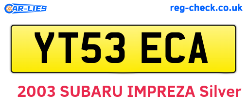 YT53ECA are the vehicle registration plates.