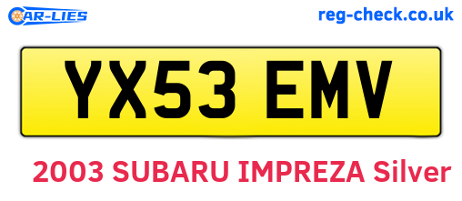 YX53EMV are the vehicle registration plates.