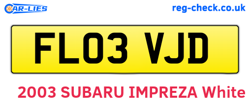 FL03VJD are the vehicle registration plates.