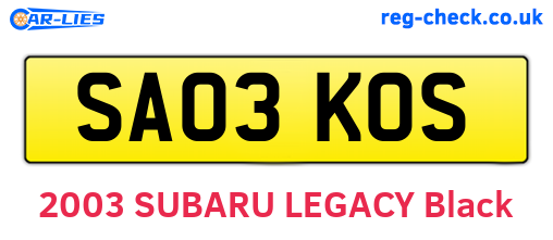 SA03KOS are the vehicle registration plates.