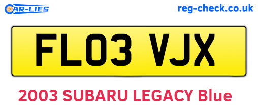 FL03VJX are the vehicle registration plates.