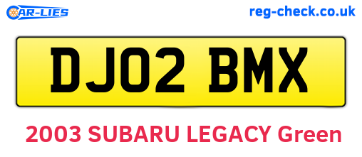 DJ02BMX are the vehicle registration plates.