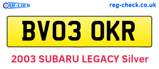 BV03OKR are the vehicle registration plates.