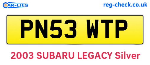 PN53WTP are the vehicle registration plates.