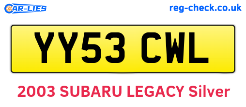 YY53CWL are the vehicle registration plates.