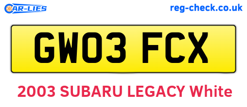 GW03FCX are the vehicle registration plates.