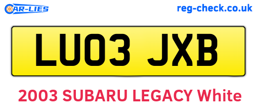 LU03JXB are the vehicle registration plates.