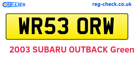 WR53ORW are the vehicle registration plates.