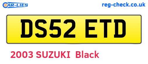 DS52ETD are the vehicle registration plates.
