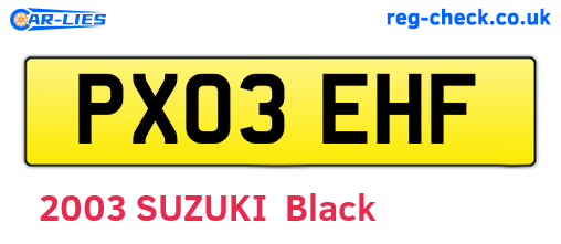 PX03EHF are the vehicle registration plates.