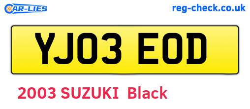 YJ03EOD are the vehicle registration plates.
