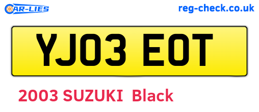 YJ03EOT are the vehicle registration plates.