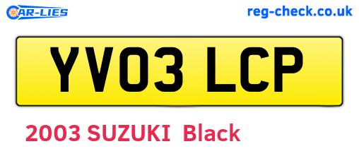 YV03LCP are the vehicle registration plates.