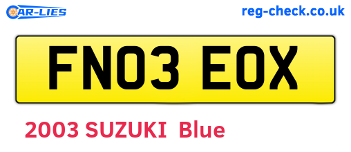 FN03EOX are the vehicle registration plates.
