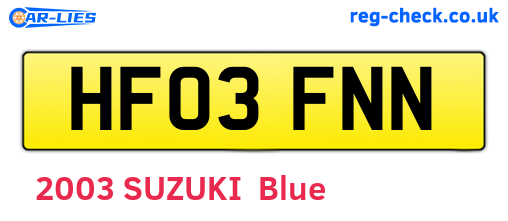 HF03FNN are the vehicle registration plates.