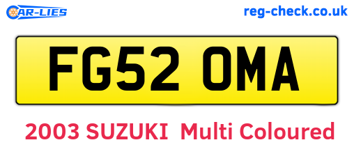 FG52OMA are the vehicle registration plates.