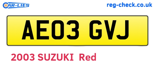 AE03GVJ are the vehicle registration plates.