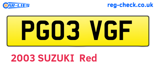 PG03VGF are the vehicle registration plates.