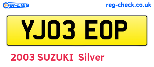 YJ03EOP are the vehicle registration plates.